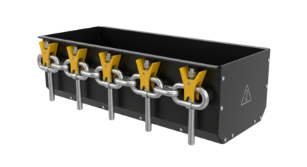 Industrial Heavy Duty Anchor Block with Chains and Warning Sign