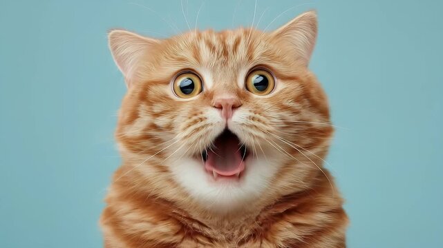 Surprised Ginger Cat, Wide-Eyed and Open-mouthed.