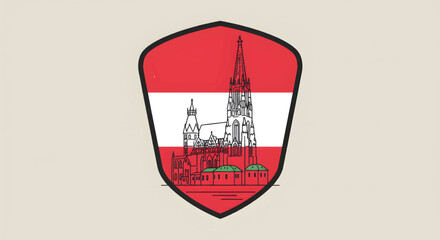 Coat of Arms with Gothic Cathedral Illustration.