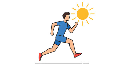 Man Running Under the Sun: A Focused Fitness Illustration.