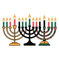 Diverse Holiday Lights Design Celebrating Kwanzaa Hanukkah and Christmas Season