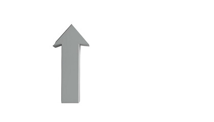 A simple, three-dimensional, gray arrow pointing directly upwards, on a solid black background