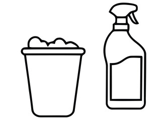 Essential Cleaning Supplies Icon Set for Household Hygiene Tasks