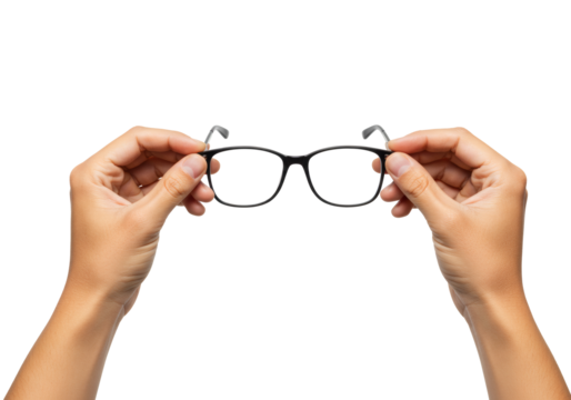 Hands Holding Eyeglasses Black Frame Vision Optical Reading Glasses Spectacles Open Gesture