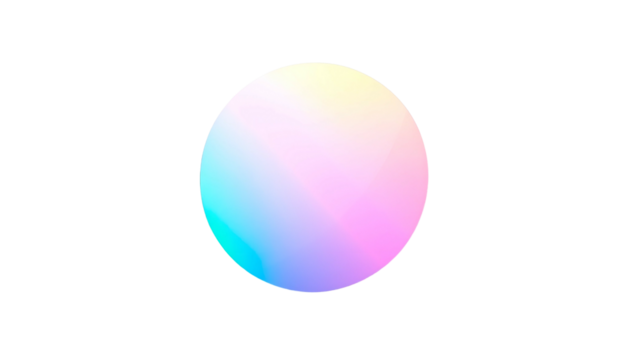 A gradient sphere with a rainbow spectrum on a black background and white outline