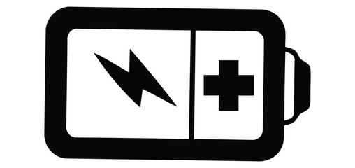 Fototapeta premium Horizontal Battery Icon Showing Active Charging Process Silhouette