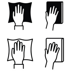 Obraz premium Hands with Cleaning Objects Vector Icons in Different Styles