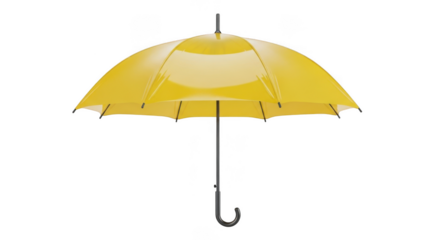 Bright yellow umbrella open against a stark black background