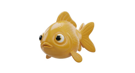 A sad cartoon goldfish character with big eyes against a black background
