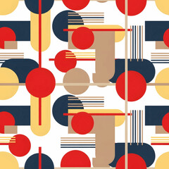 Seamless Abstract Geometric Pattern with Circles and Rectangles