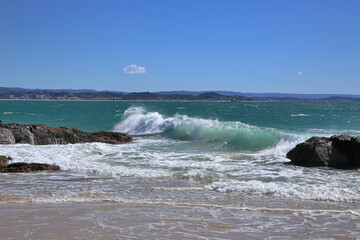 Crashing waves at Snapper Rocks, Coolangatta, QLD, Australia