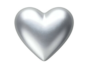 A 3D rendered, smooth, silver heart against a stark black background
