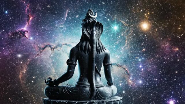 Cosmic Meditation of Lord Shiva Amidst Stars and Galaxies.