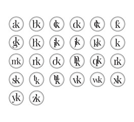 Elegant Vintage Monogram Letter Logo Set in Double Circle Badge | Classic Initial Typography Emblem Collection