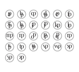 Elegant Vintage Monogram Letter Logo Set in Double Circle Badge | Classic Initial Typography Emblem Collection