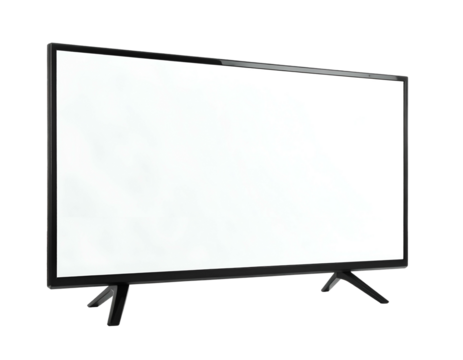 Angled view of a blank, black-bezeled rectangular screen on a dark background