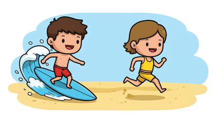 Happy children enjoying summer vacation at the beach.