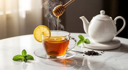 Aromatic Tea with Honey and Lemon A Refreshing Beverage