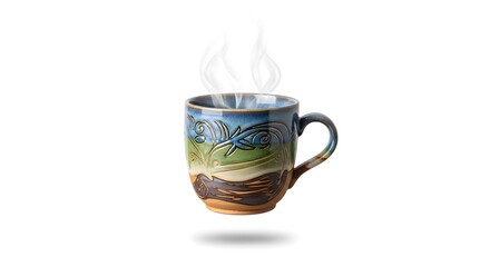 Ceramic Cup with Steaming Hot Liquid An Artistic Still Life