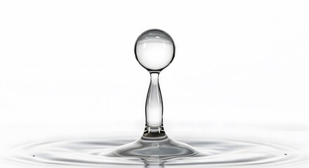 Water Drop Collision Creates Crown of Water on White Background