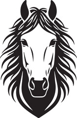 Elegant Horse Head Silhouette, Detailed Mane, Equestrian Symbol