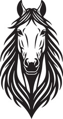 Horse Head Vector Illustration, Black and White Stallion Art
