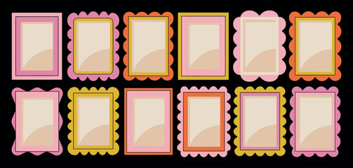 Hand-Drawn Wavy Frames, Curved Squiggly Borders, Geometric Doodle Frames for Posters, Invitations, Cards, and Colorful Vector Patterns