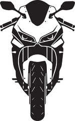 Motorcycle Front View Black and White Vector Illustration