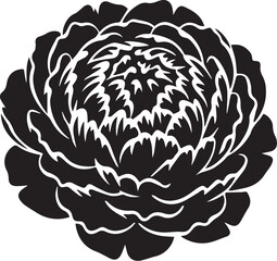 Detailed Black and White Flower Illustration