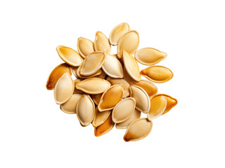 Isolated Pile of Roasted Pumpkin Seeds on Black Background Showing Texture and Detail, Isolated On Transparent Background