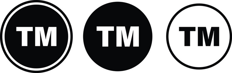 Black TM trademark icon illustration, tm trademark symbol, trendy stroke line style,

