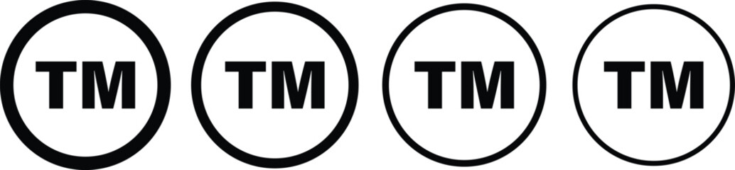 Black TM trademark icon illustration, tm trademark symbol, trendy stroke line style,
