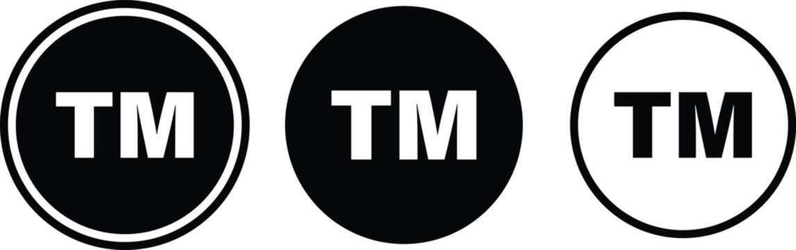 Black TM trademark icon illustration, tm trademark symbol, trendy stroke line style,
