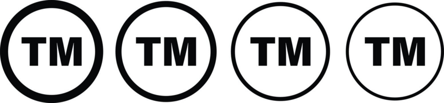 Black TM trademark icon illustration, tm trademark symbol, trendy stroke line style,
