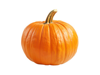 Obraz premium Isolated orange pumpkin with green stem on black background for autumn harvest or Halloween concepts, Isolated On Transparent Background
