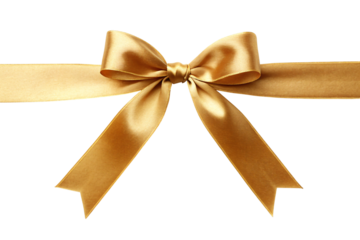 Elegant golden satin ribbon bow offers a luxurious touch for gift wrapping, festive decorations, and crafting projects with class