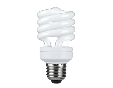 White spiral-shaped bulb, base upward, on a black background