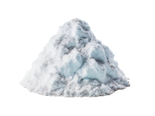 Isolated white snow pile on black background showing texture and detail of winter landscape element, Isolated On Transparent Background