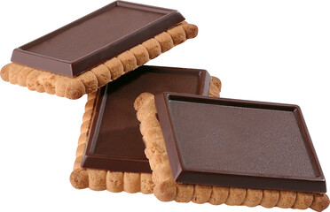 chocolate bar on white background，Cookies on a blank background, PNG, dessert food