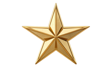 Shining golden star emblem for premium design, perfect for awards, branding, or holiday themes, radiating luxury and success with its metallic sheen
