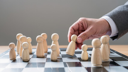 Businessman hand choose people with outstanding ability from the crowd and Successful team leader concept