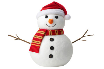Festive snowman smiling with red scarf and hat, spreading joy and holiday cheer for seasonal projects and winter promotions