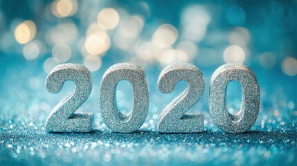 Sparkling Number Blocks Displaying Year, Representing New Beginnings, Future, and The Passage of Time