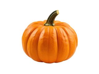 Isolated orange pumpkin with green stem on black background autumn harvest food vegetable, Isolated On Transparent Background