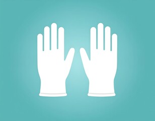 Obraz premium Two white medical gloves on a teal-blue background