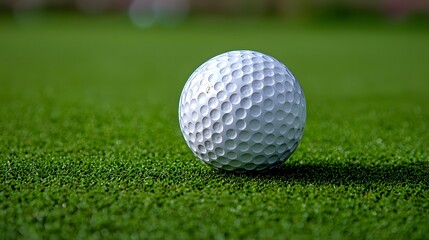 Obraz premium A single white golf ball rests on the lush green grass of a golf course ready for play