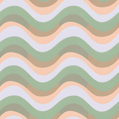 Seamless wavy pattern with flowing horizontal lines in muted pastel colors like green, lavender, and peach, creating a gentle and rhythmic design.