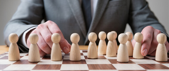 Businessman hand choose people with outstanding ability from the crowd and Successful team leader concept