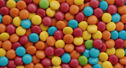 Sweet Harmony: A vibrant close-up of colorful candies, showcasing a delightful arrangement of round, smooth, and multi-colored treats, creating a feast for the eyes and a promise of sweet indulgence.