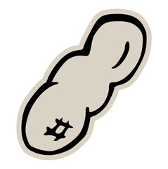 Peanut shell nut food scrapbook doodle sticker icon: hand drawn illustration of raw or roasted snack, healthy seed, and minimal nature design